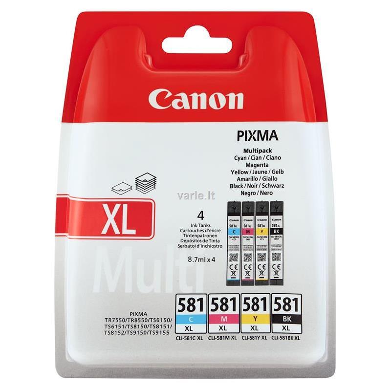 Canon CLI-581 C/M/Y/BK XL rašalo kasetė, sudėtinė pakuotė
