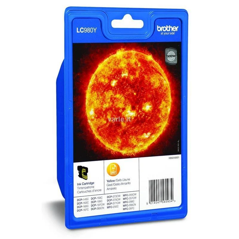 BROTHER LC-980Y TONERIS Geltonas 260P