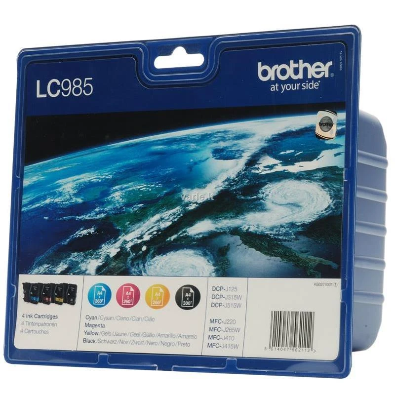 Brother LC985VALBP Multipack | Ink Cartridge | Juodas, Cyan, Magenta, Geltona