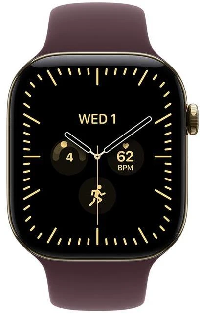 Išmanusis laikrodis Apple Watch Series 12 GPS + Cellular 42mm Radiant Gold Titanium Case with Burgundy Sport Band - S/M - MJGJ4ET/A