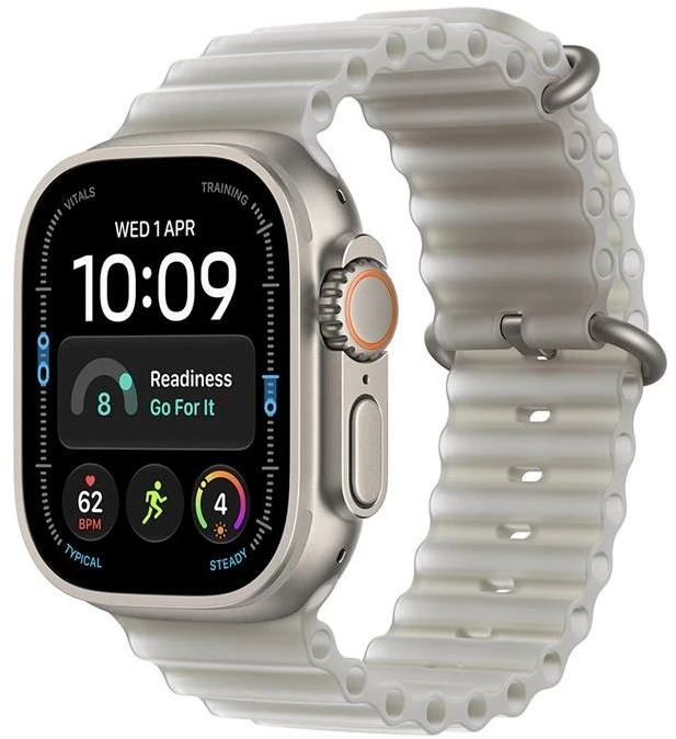 Išmanusis laikrodis Apple Watch Ultra 4 GPS + Cellular 49mm Natural Titanium Case with Translucent Pilkas Ocean Band