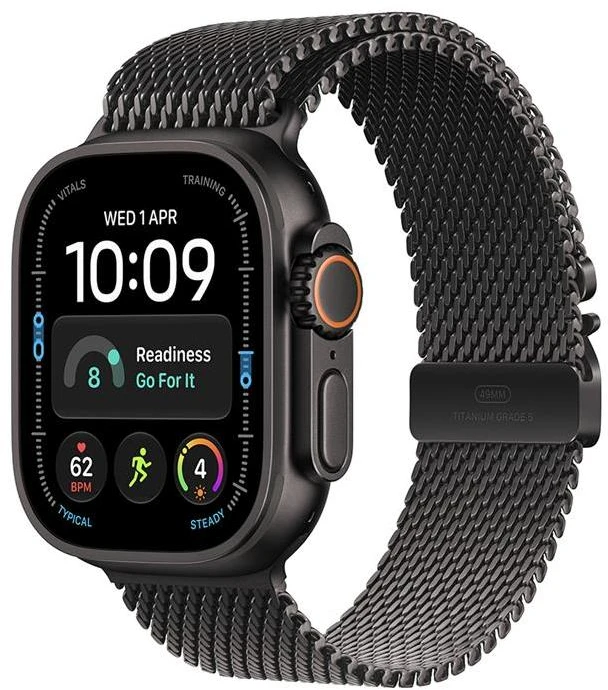 Išmanusis laikrodis Apple Watch Ultra 4 GPS + Cellular 49mm Juodas Titanium Case with Juodas Titanium Milanese Loop - L - MJAX4ET/A