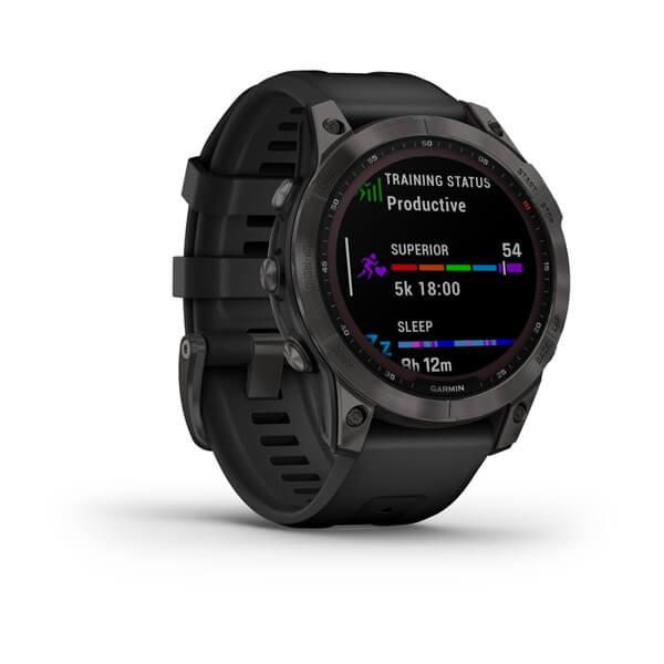 Garmin fenix 7 Sapphire Solar GPS Smartwatch - mineral blue/whitestone -  DLC Titanium