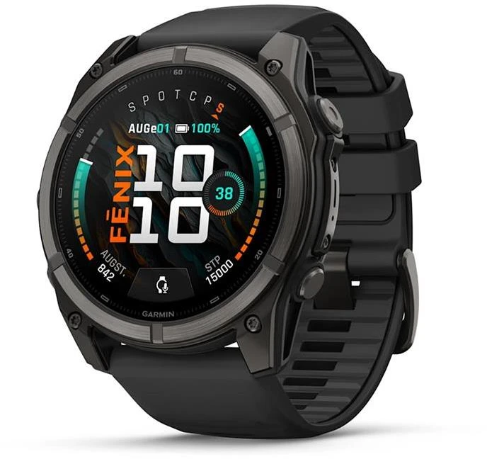 Išmanusis laikrodis Garmin fēnix® 9 – 51mm, Tamsiai pilkas, DLC titanas, su juodu silikoniniu dirželiu | 010-04763-11