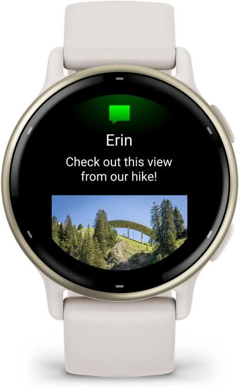 Išmanusis laikrodis Garmin vívoactive® 5 Kreminės aukso spalvos aliuminio apvadas su dramblio kaulo spalvos korpusu ir silikoniniu dirželiu