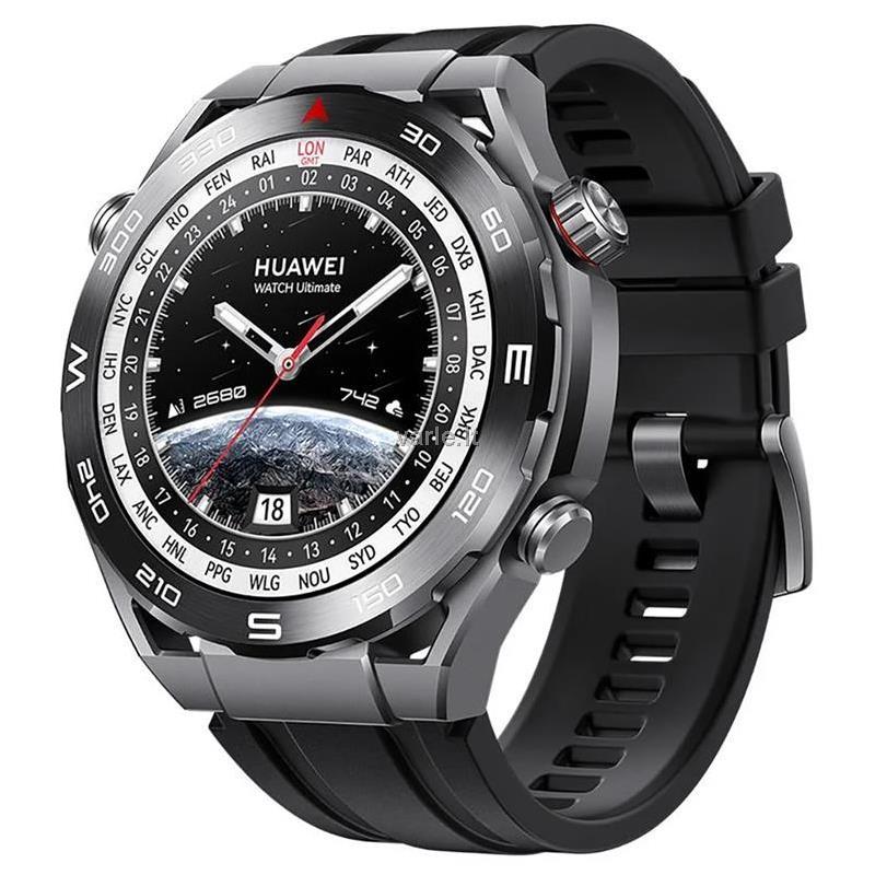 Išmanusis laikrodis Huawei Watch Ultimate Expedition, Sidabrinės ir juodos spalvos korpusas su juodu dirželiu