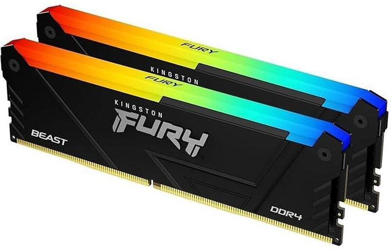 RAM „Kingston KF432C16BB2AK2/64“ 64 GB 3200 MT/s DDR4 CL16 DIMM (2 vnt. rinkinys) „FURY Beast RGB“ | „Kingston“