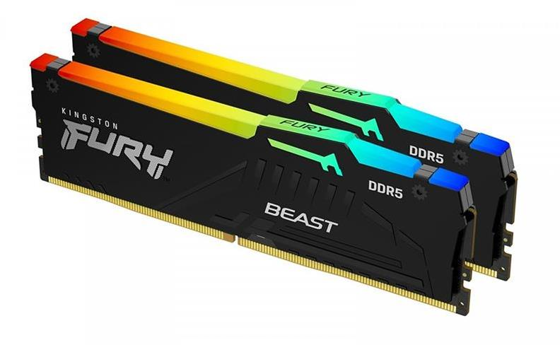 RAM „Kingston KF556C40BBAK2-64“ 64 GB 5600 MT/s DDR5 CL40 DIMM (2 vnt. rinkinys) „FURY Beast RGB“ | „Kingston“
