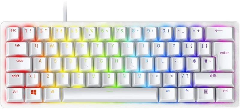 60% Mechaninė Žaidimų klaviatūra Razer Huntsman Mini Mercury Edition, Raudona Switch, RU išdėstymas