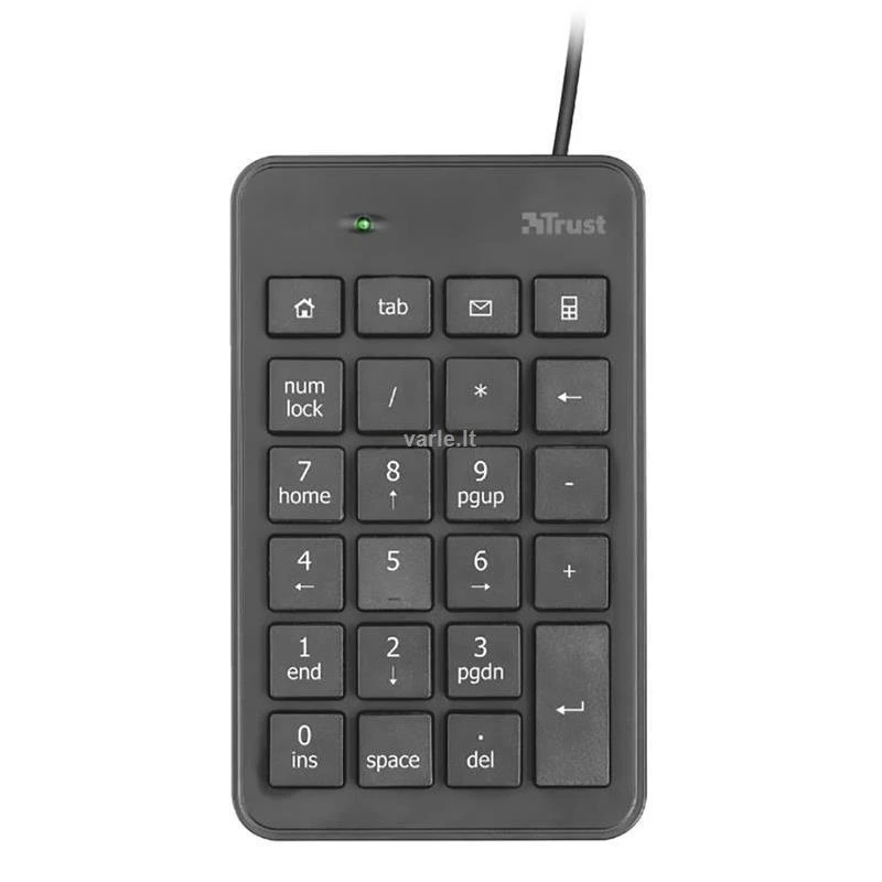 Klaviatūra Trust 22221 numeric keypad Nešiojamas kompiuteris/PC USB Juodas