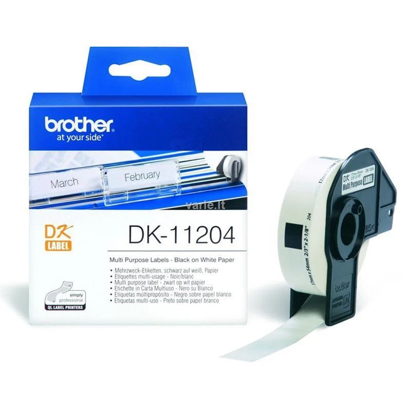 Brother Brolis | DK-11204 Universalios etiketės | Baltas | DK | 17mm x 54mm