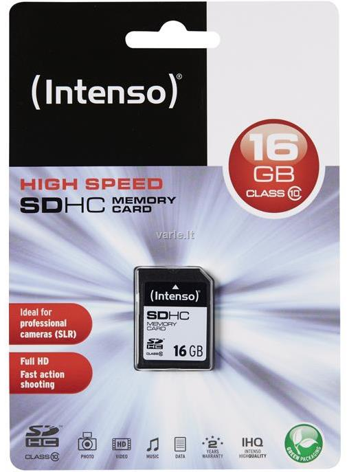 Atminties kortelė „Intenso“ SDHC kortelė, 16 GB, 10 klasė