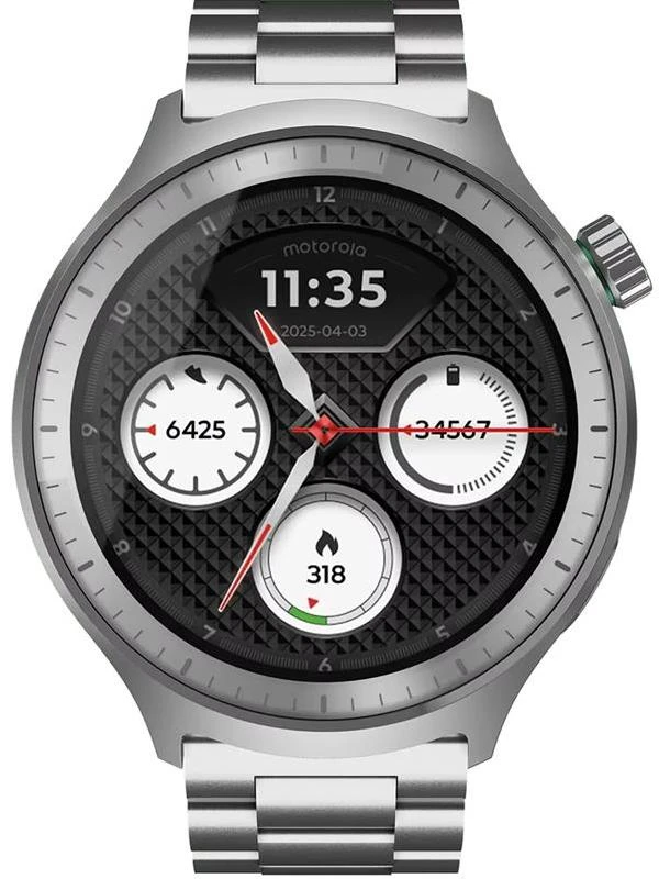 Išmanusis laikrodis Motorola Moto Watch 3.63 cm (1.43") OLED 47 mm Digital Jutiklinis ekranas Sidabrinis GPS (satellite)