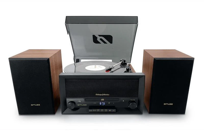 Muse Mūza | Patefono mikrosistema | MT-120MB | Stalčiaus tipo CD durelės | USB prievadas | AUX įėjimas