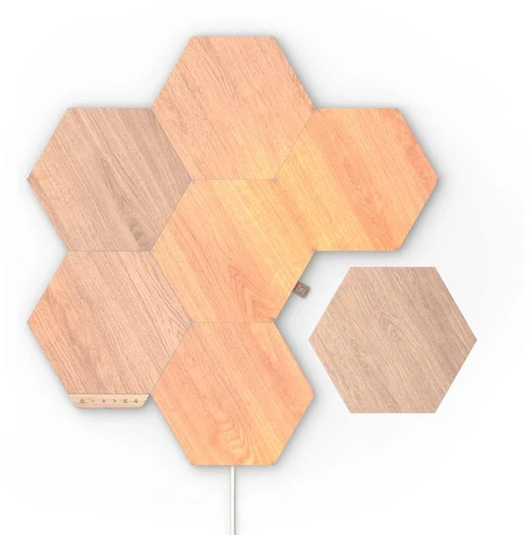 Sieninis šviestuvas Nanoleaf | Elementų medžio išvaizdos šešiakampių pradinis rinkinys (7 panelės) | Šaltos Baltos + Šiltos Baltos