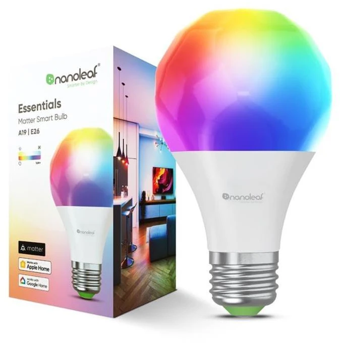 Nanoleaf Essentials Smart A60 lemputė E27 Matter 9W 806Lm RGBCW 2700-6500K | E27 | 8,5 W | RGBCW | Bluetooth, siūlai