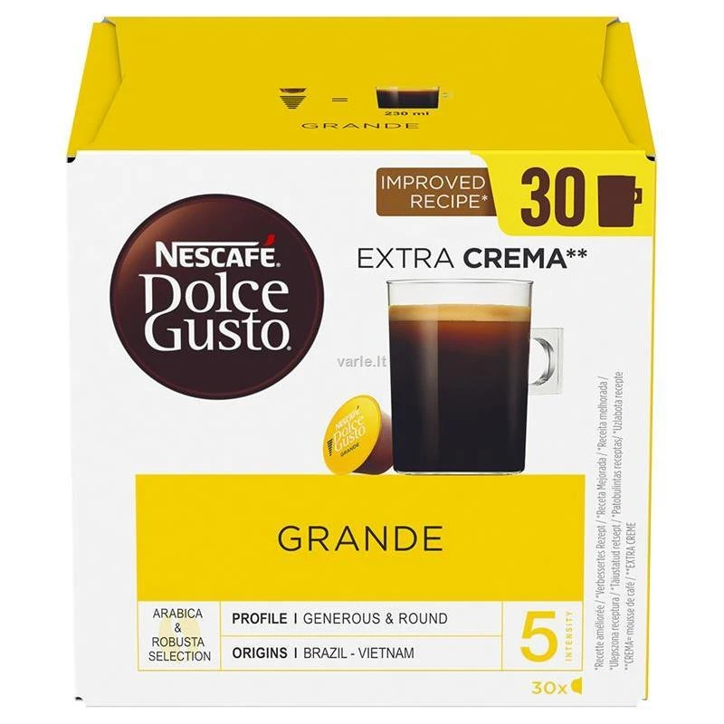 Kavos kapsulės, suderinamos su Dolce Gusto® NESCAFÉ Dolce Gusto Grande Extra Crema, 30 vnt.