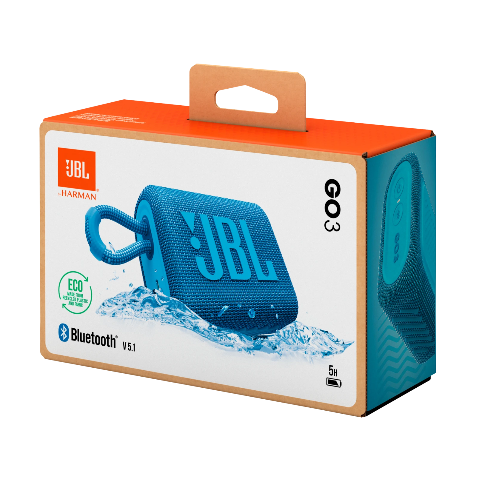 Nešiojama kolonėlė JBL Go 3 Eco, Šviesiai mėlynos spalvos