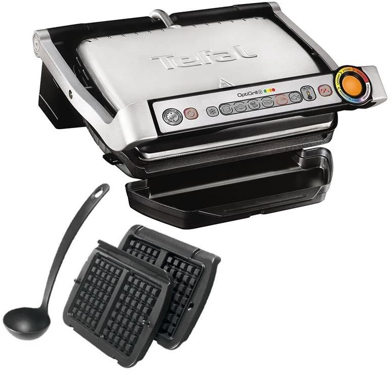 Elektrinė kepsninė Tefal OptiGrill+ + Vaflių plokščių rinkinys GC716D12