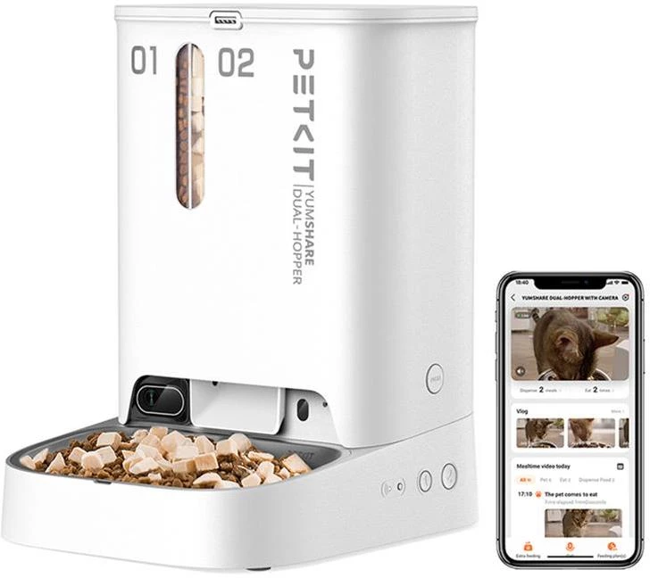 Automatinė šėrykla Petkit YumShare Dual Hopper, baltos spalvos