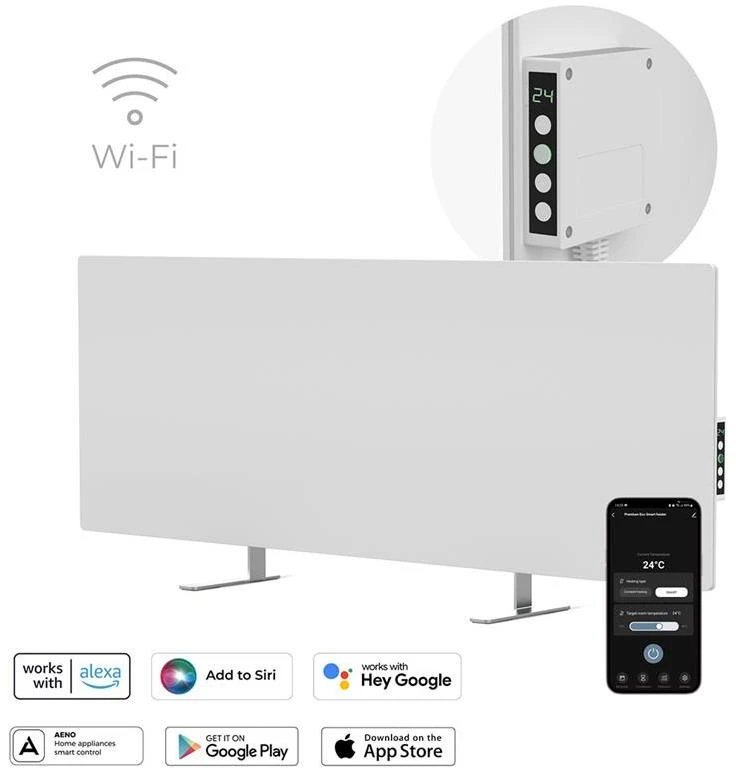 AENO GH3S Premium Eco Smart Heater, LED Ekranas, 700W, EU, Baltas