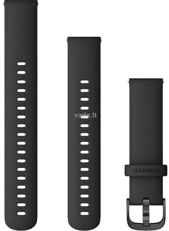 Išmaniojo laikrodžio Garmin silikoninis, greitai atsegamas dirželis, Juodos spalvos, 18mm