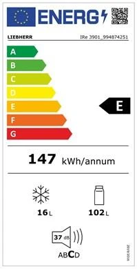 Liebherr Integruojamas šaldytuvas su „EasyFresh“ IRe 3901 Pure