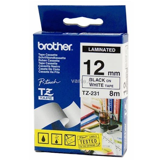 Brother BROLIS TZEN231 12 Juodas ON Baltas