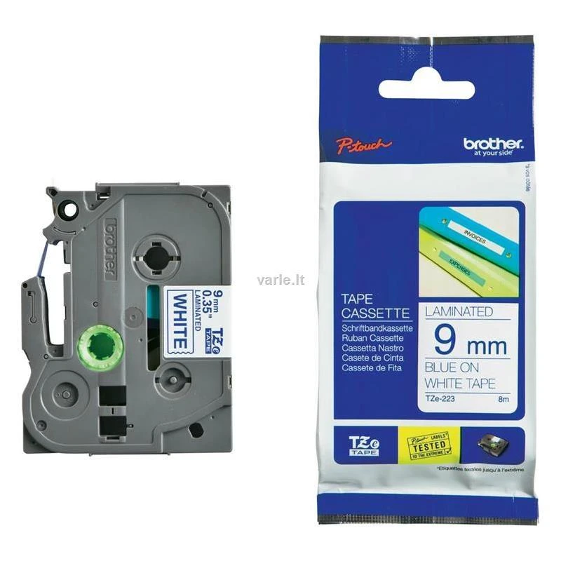 Brother | TZe-223 Laminated tape | Mėlyna on Baltas | TZe | 8 m | 0.9 cm