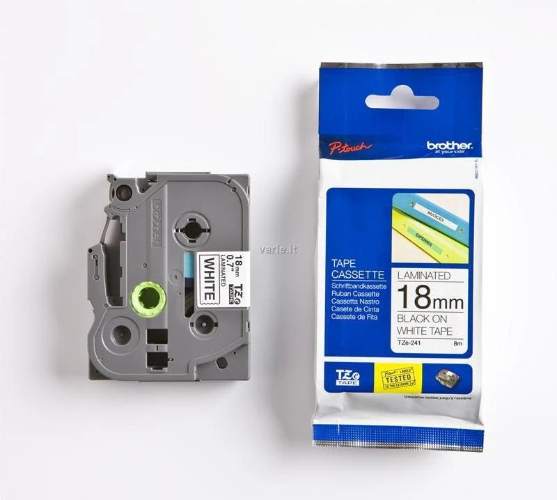 Brother | TZ-241 Laminated Tape | Juodas on Baltas | TZe | 8 m | 1.8 cm