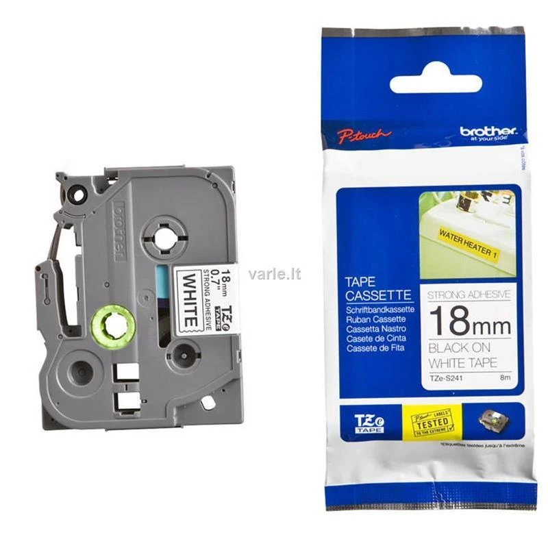 Brother | TZe-S241 Strong Adhesive Laminated Tape | Juodas on Baltas | TZe | 8 m | 1.8 cm