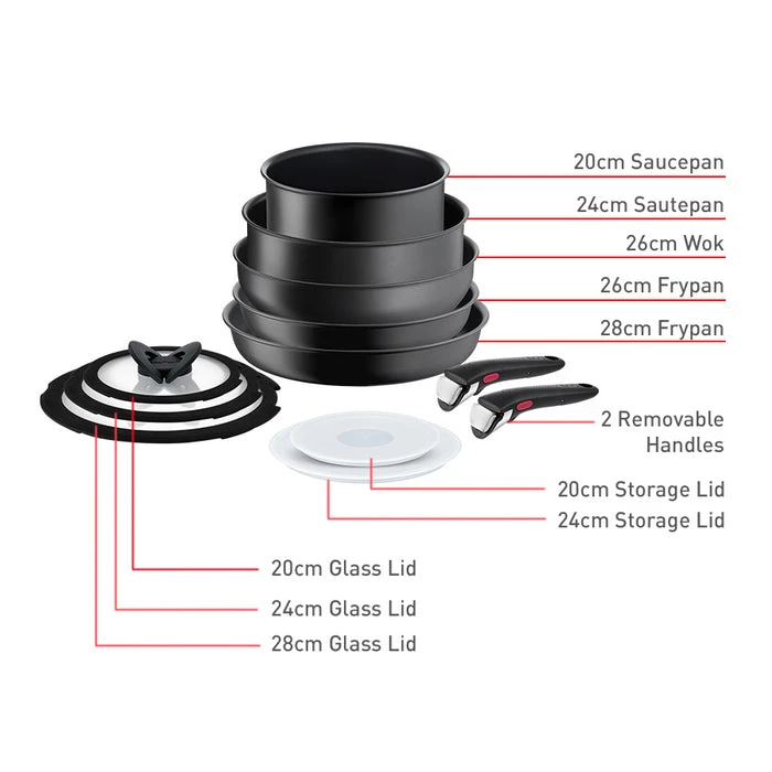 Nelimpančių puodų ir keptuvių rinkinys Tefal Ingenio Ultimate L7649053, 12 dalių