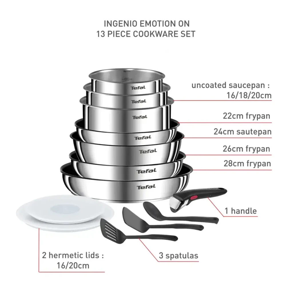 Puodų ir keptuvių rinkinys Tegal Ingenio Emotion L897DS04, 13 dalių