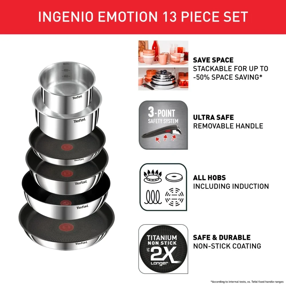 Puodų ir keptuvių rinkinys Tefal Ingenio Emotion, 13 dalių (L897SD74)