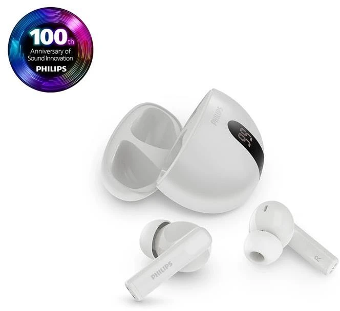 Tikros belaidės ausinės Philips, balta