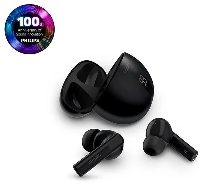 Tikros belaidės ausinės Philips, juodos