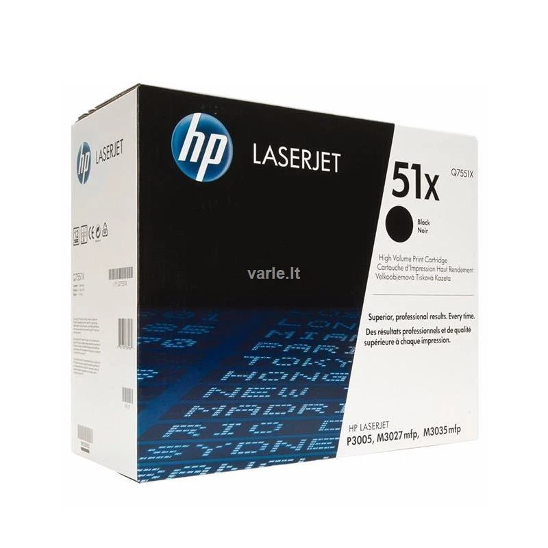 Hewlett Packard (HP) HP Toneris Juodas 51X for LaserJet P3005/M3035mfp/M3027mfp (13,000 pages)