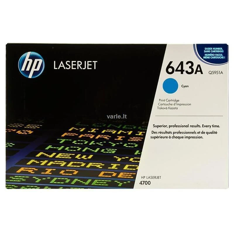 Hewlett Packard (HP) HP No.643A (Q5951A), žydra kasetė