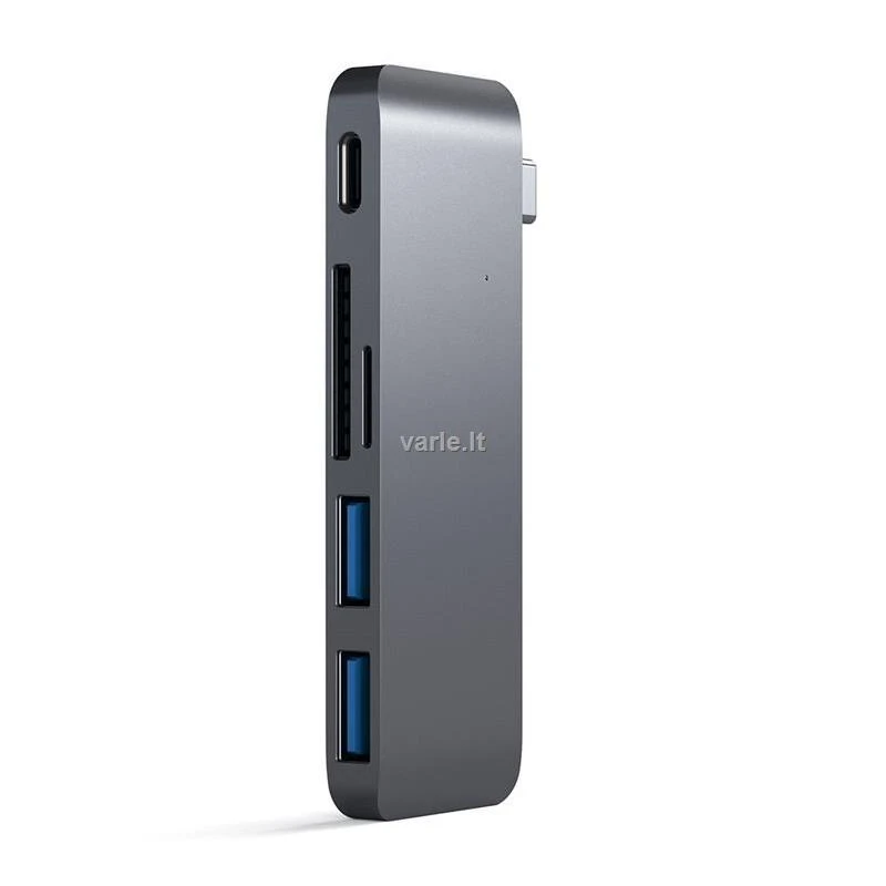 SATECHI Type-C Pass-Through USB šakotuvas su USB-C įkrovimo prievadu, pilka