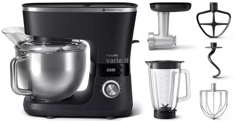 Virtuvinis kombainas „Philips“ serijos 7000 virtuvės mašina HR7962/21, 5,5 l dubuo, 8 greičių nustatymai, plakiklio priedas, smulkintuvo priedas, 1000 W aprašymas - Prekės nuotrauka