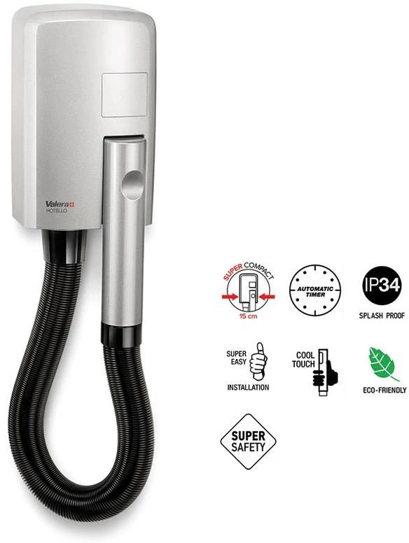 Plaukų džiovintuvas VALERA HOTELLO 1200W SREBRNA (BEZ GNIAZDA NA GOLARKĘ)