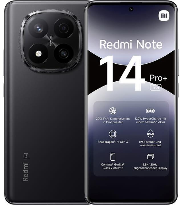Išmanusis telefonas Xiaomi Redmi Note 14 Pro+ 5G 12/512GB, Midnight Black