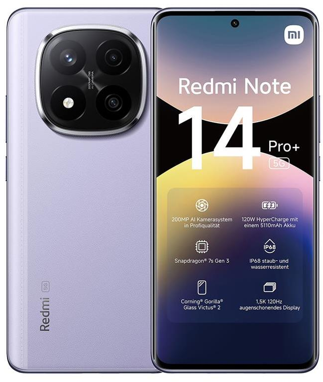Išmanusis telefonas Xiaomi Redmi Note 14 Pro+ 5G 12/512GB, Lavender Purple