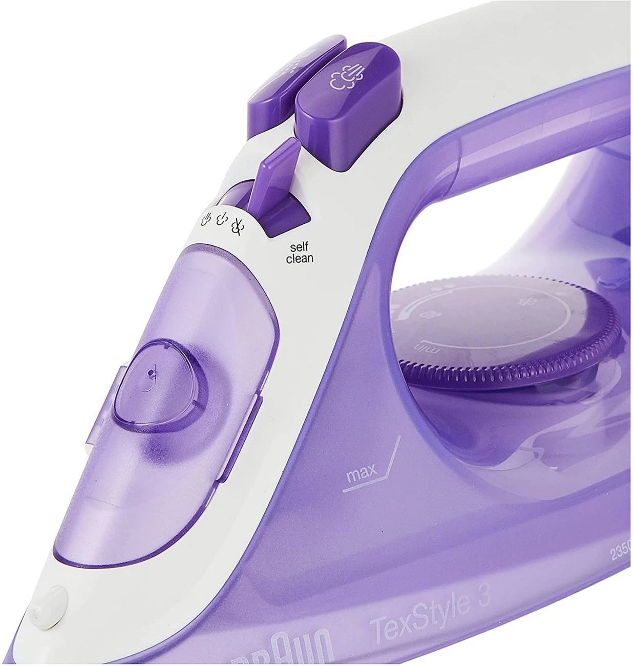 Braun TexStyle 3 Sauso ir garų tipo lygintuvas Violetinė, Sidabras, Balta 2350 W
