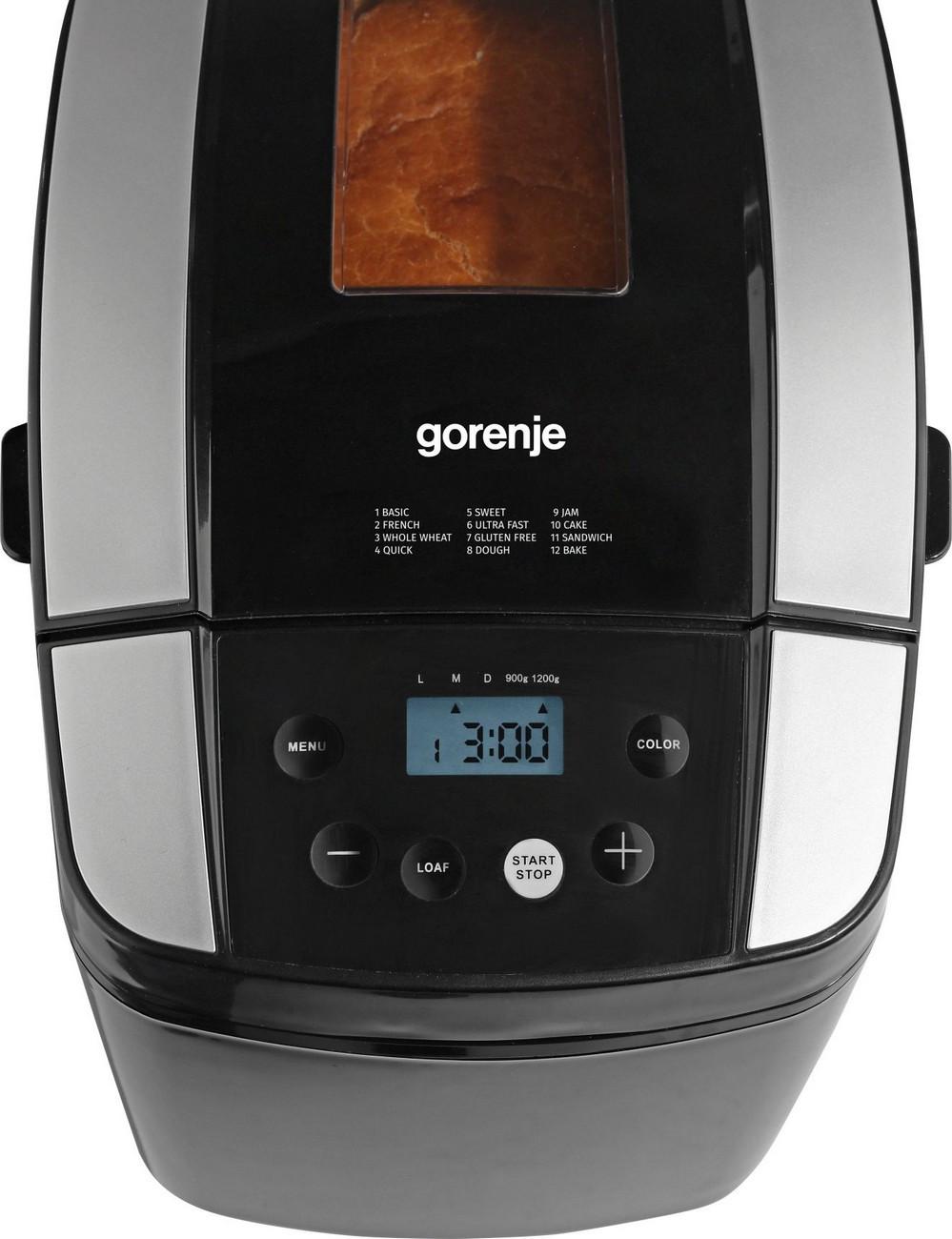 Duonkepė Gorenje | Bread maker | BM1210BK | Power 800 W | Number of programs 12 | Ekranas LCD | Juodas