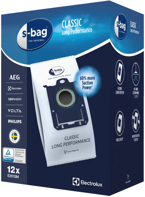 Dulkių siurblio maišeliai Electrolux E201SM s-bag® Classic Long Performance, 12 vnt., 3,5 l