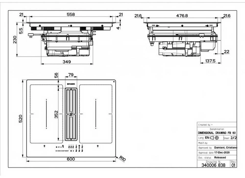 Kaitlentė Faber HOOD GALILEO SMART BK A600