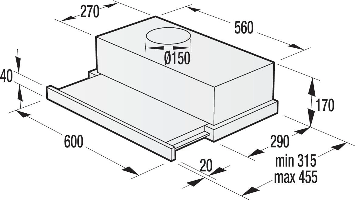 Gartraukis Gorenje | Gaubtas | BHP62CLI | Teleskopinis | C energijos vartojimo efektyvumo klasė | Plotis 60 cm | 435 m³/h | Mechaninis valdymas | LED | Dramblio kaulas