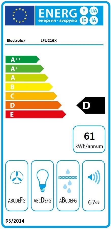 Gartraukis Gartraukio sienelė Electrolux LFU216X (271 m3/h, 598mm, plieno spalva)