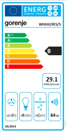 Gartraukis Gorenje WHU629ES/S 200 m³/h